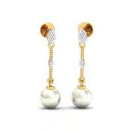 Dangling Pearl Yellow Gold Drop Earrings-image-86