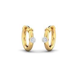 Yellow Gold Diamonds Studded Hoops Earrings-image-3