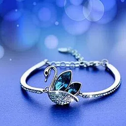 R7897B Platinum-Plated Crystal-Studded Link Bracelet-17