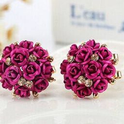9172ER Floral Stone-Studded Stud Earrings-52