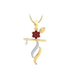 Krishna Yellow Gold Diamond & Ruby Pendant-image-33