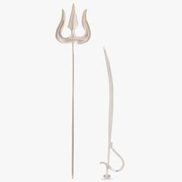 990 Silver Trishul Trident & Talwar Sword Pooja Set-image-18
