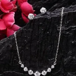 925 Sterling Silver 7 Stone Necklace & Earrings Set-picture-20