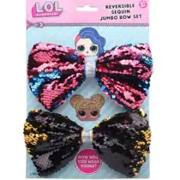 Pack of 2 Reversible Sequinned Bow Hair Clips Sets-picture-24