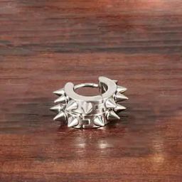 Silver-Plated Stainless Steel Spike Hoop Earrings-50