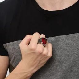 Stainless Steel Crystal-Studded Ring-image-1