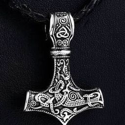 yellow chimes Braided Leather Rope with Thor's Hammer Pendant-picture-7