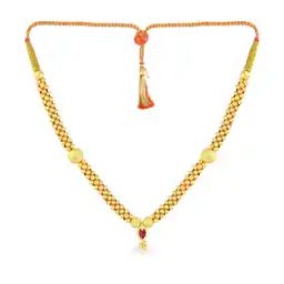 malabar gold & diamonds Yellow Gold Stone-Studded Short Necklace-picture-2
