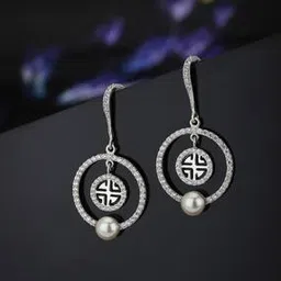 925 Sterling Silver Rhodium-Plated Drop Earrings S584304E-image-22