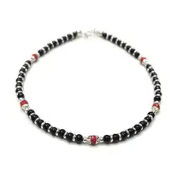 darshraj 925 Sterling Silver Beaded Nazariya Anklets-picture-49