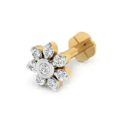 iski uski Bella Yellow Gold Diamond Nosepin-picture-29