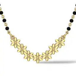 Yellow Gold Floral Design Mangalsutra Pendant-image-57