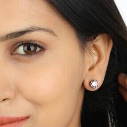 925 Silver American Diamond Flower Stud Earrings-image-4