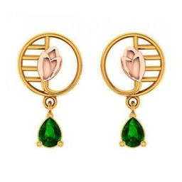 BIS Hallmark Yellow Gold Stone-Studded Drop Earrings-image-67