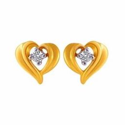 Yellow Gold Heart Stud Earrings-image-75
