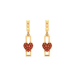 Yellow Gold Rectangular Heart Dangler Earrings-image-34