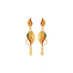 Yellow Gold Paisley-Design Drop Earrings-image-23