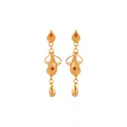 Yellow Gold Paisley-Design Drop Earrings-image-21