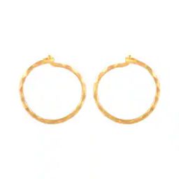 Yellow Gold Geometric-Design Hoop Earrings-image-24