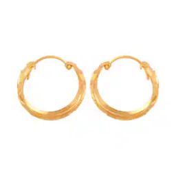 Yellow Gold Floral-Design Hoop Earrings-image-2