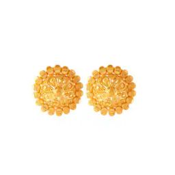 Floral-Design Yellow Gold Stud Earrings-image-24