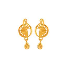 Yellow Gold Drop Earrings-image-8