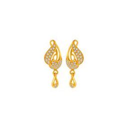 p.c. chandra jewellers Yellow Gold Stone-Studded Drop Earrings-picture-25