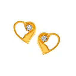 Heart-Design Yellow Gold Stud Earrings-image-11