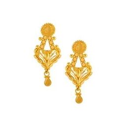Yellow Gold Filigree-Design Drop Earrings-image-46