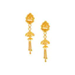 Yellow Gold Filigree-Design Drop Earrings-image-23