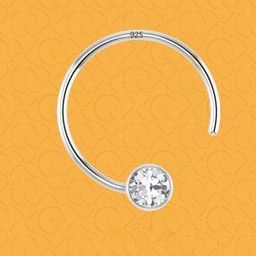 Sterlin Silver Cubic Zirconia-Studded Nosepin-image-75