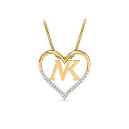 Yellow Gold & Diamond NK Initial Heart Pendant-image-60