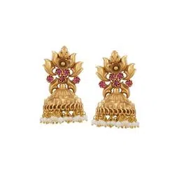 925 Sterling Silver Gold-Plated Jhumka Earrings-picture-9