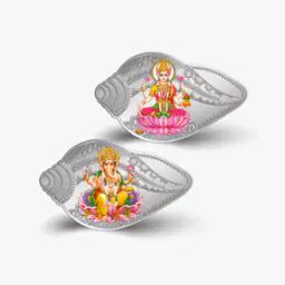 Set of 2 25G 999.9 Silver Lakshmi Ganesh Conch Coins-11