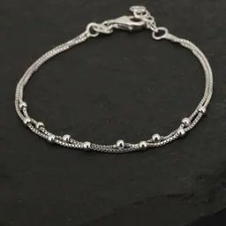 VANB056 Silver-Plated Beaded Link Bracelet-image-66