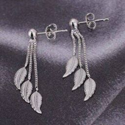 925 Sterling Silver Rhodium-Plated Drop Earrings VANE115-image-27