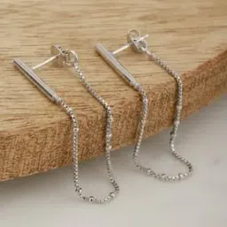 VANE116 925 Sterling Silver Rhodium-Plated Drop Earrings-image-40