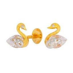 Yellow Gold Duck Design Stud Earrings-image-26