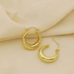 Yellow Gold Hoop Earrings-image-2