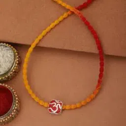 SILTR053 Sterling Silver Enamelled Om Rakhi-image-63