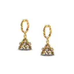 Yellow Gold Stone-Studded Jhumka Earrings-image-93