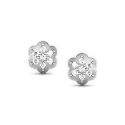 White Gold Floral Design Stud Earrings-image-23