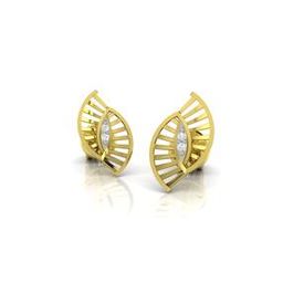 Yellow Gold Stone-Studded Stud Earrings-image-40
