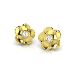 Yellow Gold Floral Design Stud Earrings-image-38