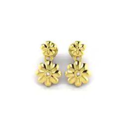 Yellow Gold Floral Design Stud Earrings-image-47