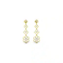 Yellow Gold Floral Design Stud Earrings-image-52