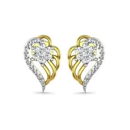 Zirconia-Studded Yellow Gold Stud Earrings-image-15