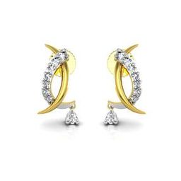 Yellow Gold Stone-Studded Stud Earrings-image-71