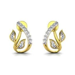 Yellow Gold Stone-Studded Stud Earrings-image-17