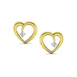 Yellow Gold Heart Shape Stud Earrings-image-1